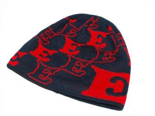 Zimní čepice vzor černá / červená (Pletená čepice se vzorem)