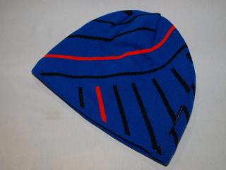 Zimní čepice vzor modrá / černá / červená (Pletená čepice se vzorem)