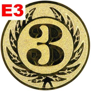Emblém E3 - TROJKA - umístění na sportovní pohár nebo medaili Průměr emblému: Průměr 25mm