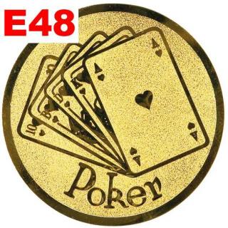 Emblém E48 - POKER - umístění na sportovní pohár nebo medaili Průměr emblému: Průměr 25mm