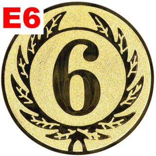 Emblém E6 - ŠESTKA - umístění na sportovní pohár nebo medaili Průměr emblému: Průměr 25mm