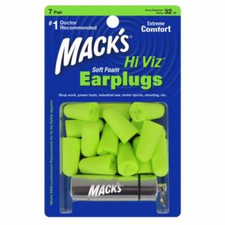 Mack's Hi Viz - vysoce viditelné špunty do uší - 7 párů  Mack's Hi Viz špunty + pouzdro