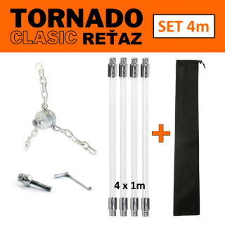 TORNADO CLASIC ŘETĚZ rotační komínový kartáč čistič komína set 4 m (Komínový kartáč řetěz k odstranění dehtu, k čištění komína. Odstraní i větší vrstvu nánosu dehtu nebo dokonce ptačí hnízda. Hobby nářadí.)