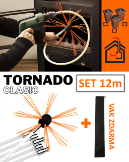 TORNADO CLASIC rotační komínový kartáč set 12 m / čistič komínu + dárek vak (Rotační čistič komínu, kartáč vyčisti jakýkoli tvar, průměr komínů a kouřovodu pro všechny typy a druhy komínů a kouřovody, vhodné i pro nerezové komíny. Hobby nářadí.)