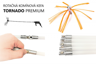 TORNADO PREMIUM rotační komínový kartáč set 6 m / čistič komínu (Rotační čistič komínu TORNADO PREMIUM, kartáč vyčisti jakýkoli tvar, průměr komínů a kouřovodu pro všechny typy a druhy komínů a kouřovody, vhodné i pro nerezové komíny)