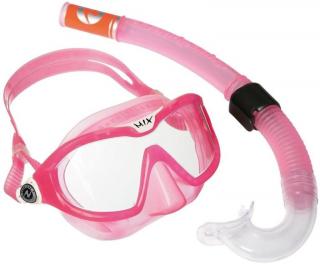 Aqualung Sport dětský šnorchlovací set MIX XB čirý zorník + šnorchl růžová