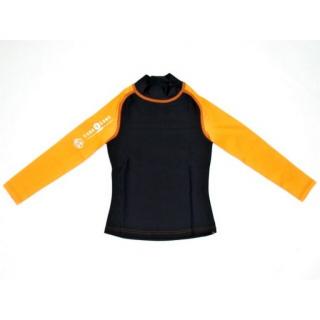 Aqualung Sport  tričko RASH GUARD KIDS LS BLACK/ORANGE Velikost: 6 roků / 116-122 cm