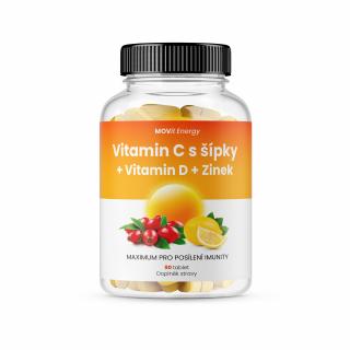 MOVit Vitamin C 1200 mg s šípky + Vitamin D + Zinek PREMIUM, 90 tbl.
