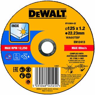 Řezný kotouč na nerezovou ocel 125x1,2x22,2 ( 10ks v plechovce) DeWALT DT43922