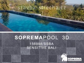 Bazénová PVC fólie, potištěná, lakovaná, s protiskluzovou texturou SOPREMAPOOL 3D Sensitive Bali 1,65 x 25 m