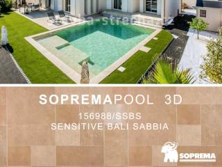 Bazénová PVC fólie, potištěná, lakovaná, s protiskluzovou texturou SOPREMAPOOL 3D Sensitive Bali Sand 1,65 x 25 m