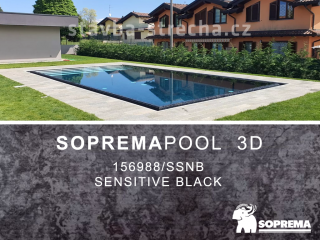 Bazénová PVC fólie, potištěná, lakovaná, s protiskluzovou texturou SOPREMAPOOL 3D Sensitive Black 1,65 x 25 m