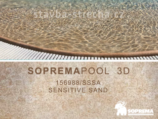 Bazénová PVC fólie, potištěná, lakovaná, s protiskluzovou texturou SOPREMAPOOL 3D Sensitive Sand 1,65 x 25 m