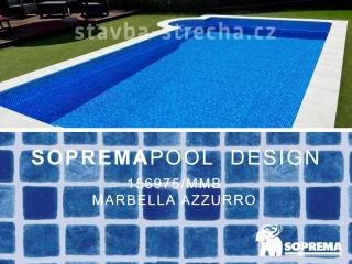 Bazénová PVC fólie, potištěná s lakovaným povrchem, SOPREMAPOOL DESIGN Marbella Azzurro 1,65 x 25 m