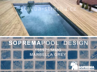 Bazénová PVC fólie, potištěná s lakovaným povrchem, SOPREMAPOOL DESIGN Marbella Grey 1,65 x 25 m