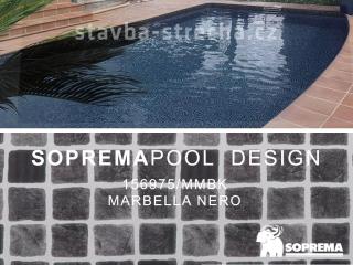 Bazénová PVC fólie, potištěná s lakovaným povrchem, SOPREMAPOOL DESIGN Marbella Nero 1,65 x 25 m