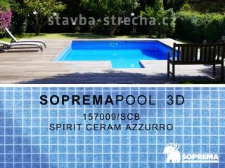 Bazénová PVC fólie, potištěná s plastickým lakovaným povrchem, SOPREMAPOOL 3D Spirit Ceram Azzurro 1,65 x 25 m