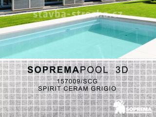 Bazénová PVC fólie, potištěná s plastickým lakovaným povrchem, SOPREMAPOOL 3D Spirit Ceram Grigio 1,65 x 25 m