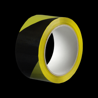 Lepicí páska výstražná 50 mm, délka 66 m žluto – černá / levá