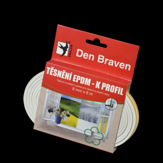 Těsnicí profily z EPDM pryže D, 9 mm × 6 mm, délka 6 m bílá