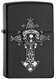 Benzínový zapalovač Zippo Cross with Skull Emblem