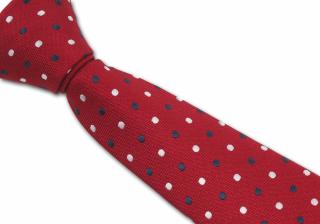 Červená pánská kravata s barevnými puntíky
