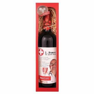 Dárkové červené víno 0,75 l Merlot - První pomoc