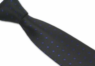 Pánská kravata černá s modrými puntíky