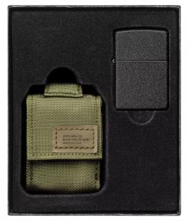 Sada taktické pouzdro + Zippo zapalovač 26075 Black Crackle™