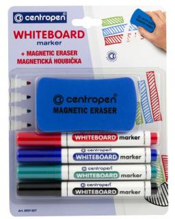 Fix na bílé tabule Centropen - WBM stíratelný 8559 - mix barev Barva: Sada 4 barev (černá, červená, modrá, zelená)
