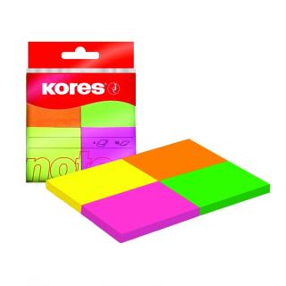 Kores Neonové bločky Kores Multicolour ve 4 barvách 40x50 mm / 200 lístků, (48450)