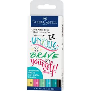 Popisovač Faber-Castell Pitt Artist Pen Hand Lettering - 6 kusů