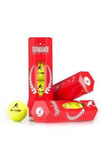 Turnajový míček s LOGEM KLIENTA Balení míčů: Papírová tuba červená na 4 míče, Barva míčů: žlutá, Počet míčů: 12 až 24ks