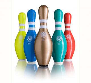 Originální bowlingová kuželka - barva zlatá. (Kuželka barevná zlatá)