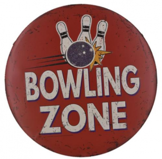 Retro obrázek - Bowling zone - kulatý