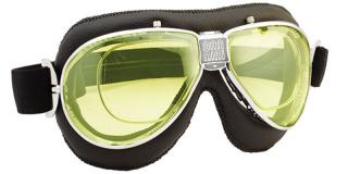 Moto brýle TT 4V s dioptrickým rámečkem Barva zorníků: stříbrně zrcadlová, Rám - kombinace: lesklý chrom/hnědá kůže