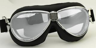 Moto brýle TT Barva zorníků: stříbrně zrcadlová, Rám - kombinace: lesklý chrom/černá kůže