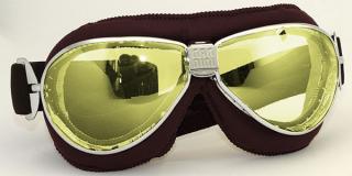 Moto brýle TT Barva zorníků: stříbrně zrcadlová, Rám - kombinace: lesklý chrom/hnědá kůže