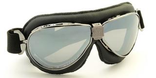 Moto brýle TT Barva zorníků: stříbrně zrcadlová, Rám - kombinace: ruthenium/černá kůže