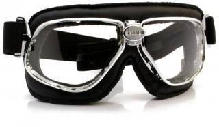 Motocyklové brýle Cruiser Barva zorníků: čirá protizamlžovací, Rám - kombinace: lesklý chrom/černá kůže