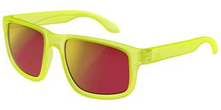 Sluneční brýle NYC-ONE čočky: tmavě zelená, rám: žlutý fluo, transparentní mat