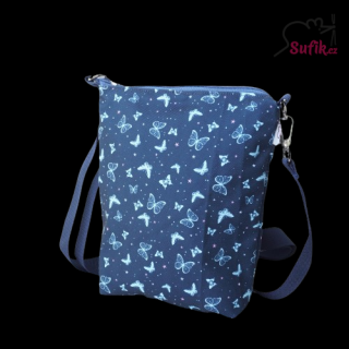 Kabelka crossbody A5 motýlci na modré