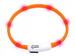 Obojek KARLIE svítící LED USB oranžový 20-35cm MALÝ PES/KOČKA 1ks