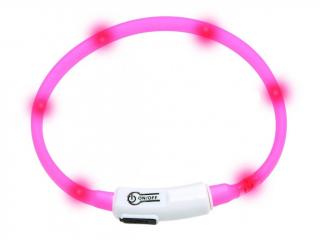 Obojek KARLIE svítící LED USB růžový 20-35cm MALÝ PES/KOČKA 1ks