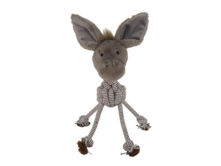 Plyšový OSEL CHARLIE s provazem a s pískátkem 40 cm