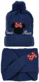 Dětská čepice Minnie Mouse + šála Minnie Mouse sada 2ks Barva: MODRÁ, Velikost: 52