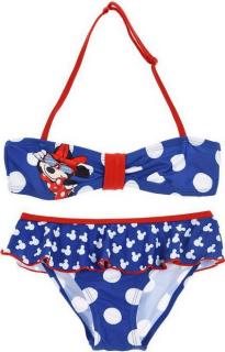 Dívčí plavky bikiny Minnie Mouse puntíky modré Velikost: 104 (4 roky)
