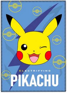 Fleecová / fleece deka Pokémon Pikachu modrá 100x140