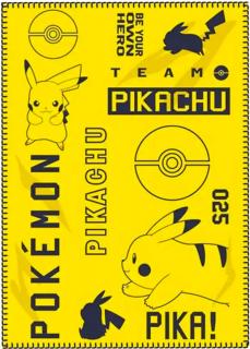 Fleecová / fleece deka Pokémon Pikachu žlutá 100x140