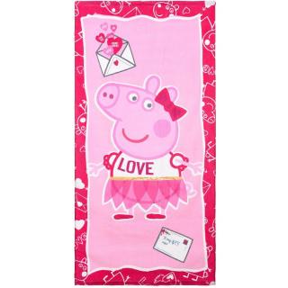 Osuška Prasátko Peppa / ručník Prasátko Peppa Love růžový 70x140